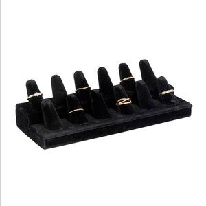 12 Finger Black Velvet Ring Showcase Counter Top Display